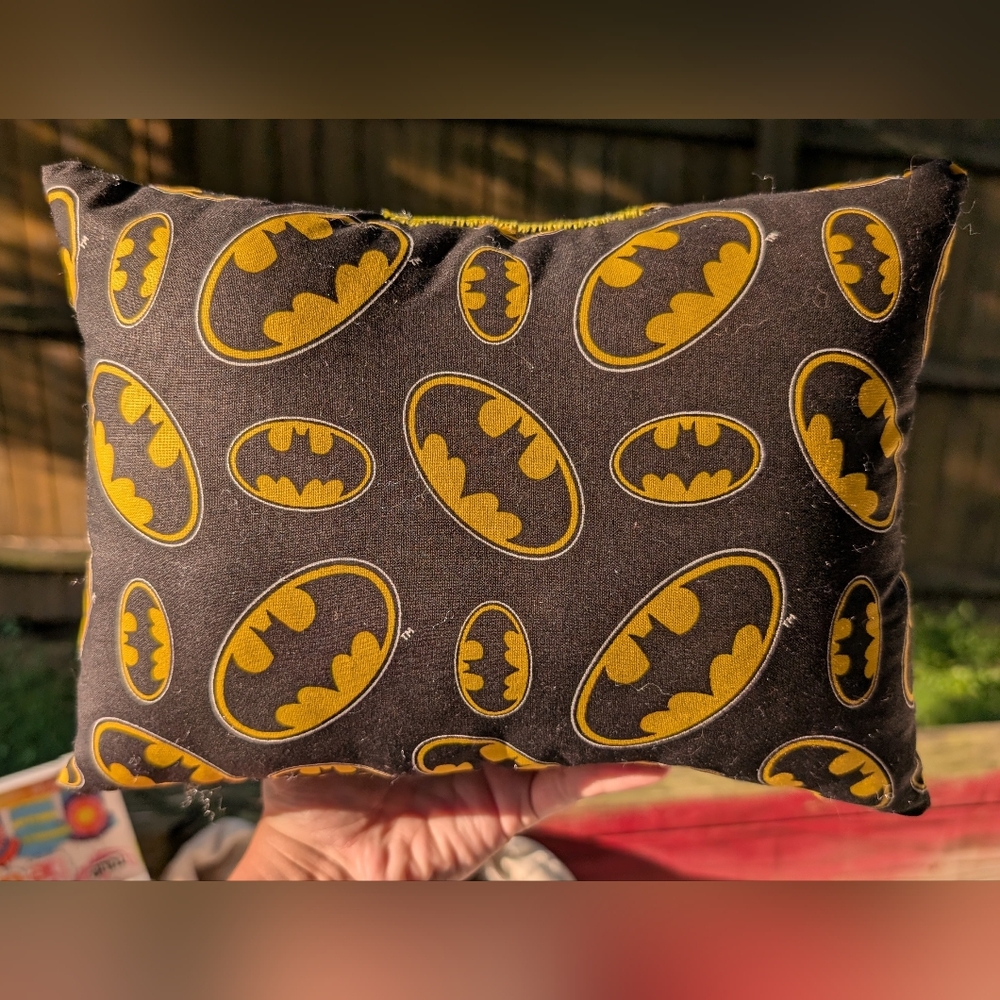 Black and Yellow Batman Logo Pillow
